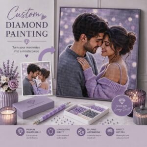 Custom Diamond Painting Kit from Photo – Personalized 5D Diamond Art for Couples, Pets & Family